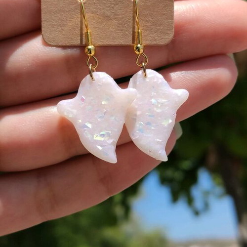 Handmade ghost earrings new polymer clay