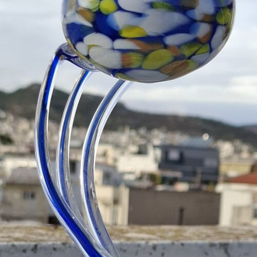 Jozefina Krosno Art Glass Bowl "Jellyfish bowl" and Duiske Irish Art Glass oil lamp like new