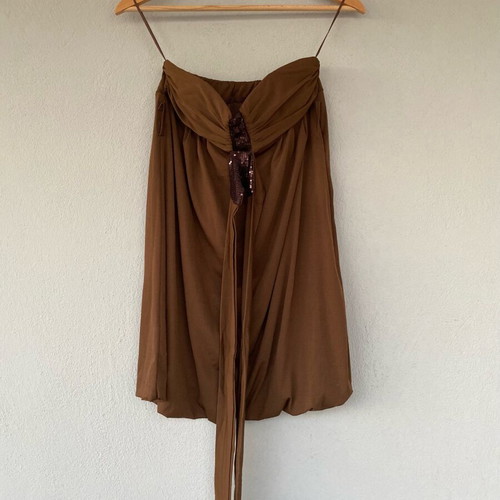 Brown strapless dress with rhinestones like new