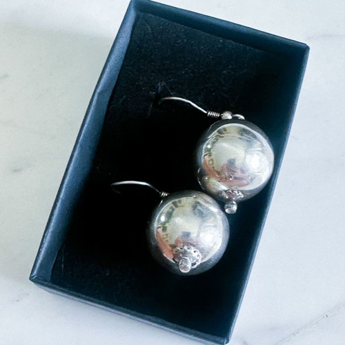 Vintage silver 925 ball earrings used