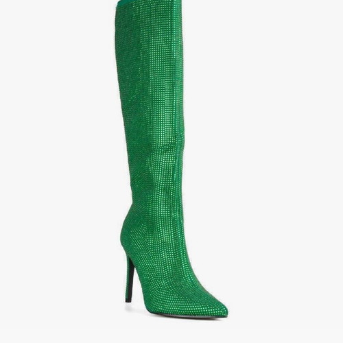 Boots with rhinestones new, green, size 40