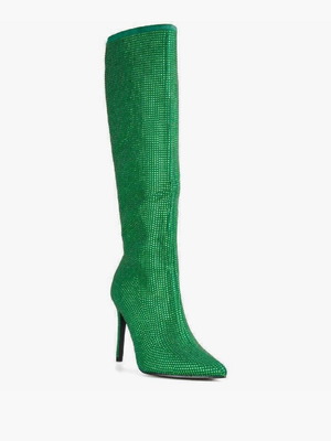 Boots with rhinestones new, green, size 40