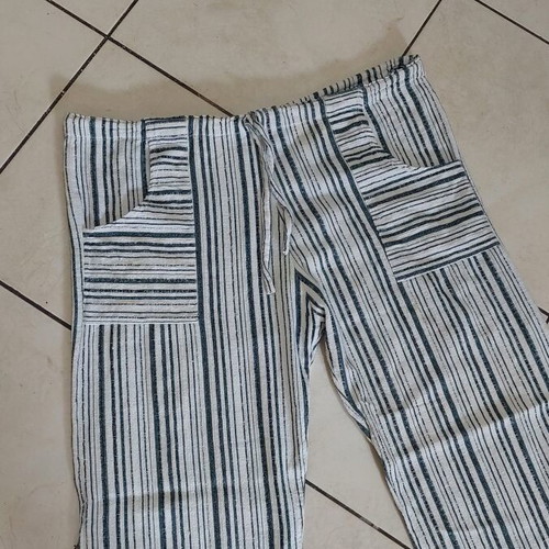 Women's airy pants used, size L, white and green