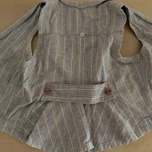 Attrattivo linen vest used, beige and grey striped, size S