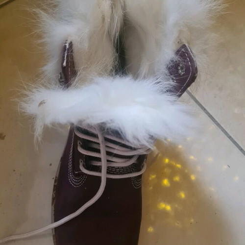 Timberland boot with full rabbit fur like new, size 39.5, purple
