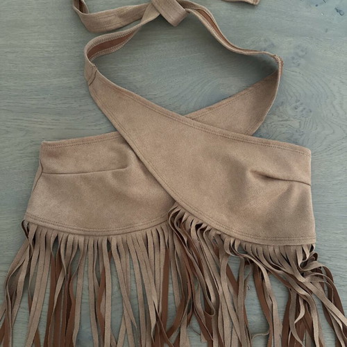 Bustier with fringes new, brown Shein