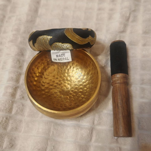 Tibetan Singing Bowl Set New From Nepal With Mallet And Cushion