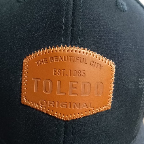 Toledo hat from Spain like new, black, embroidered badge