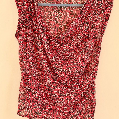 Ikks Women airy blouse size 38 M like new, black and red