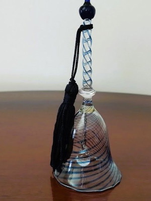 Glass bell like new with blue and transparent Murano style details