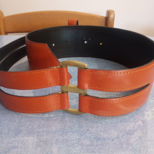 Wide women's belt vintage style, terracotta orange