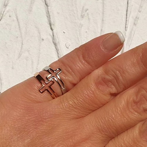 Cross ring openable from steel silver color new