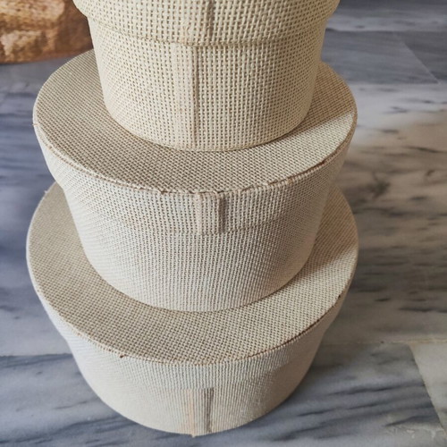 Storage boxes used, set of 3, beige