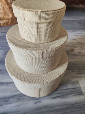 Storage boxes used, set of 3, beige
