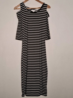 Maxi dress striped Truelove used, black and white