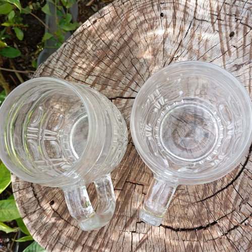 Vintage large beer glasses used, set of 2