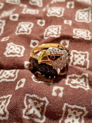 Punk Eagle Ring new, gold plated with zirconia
