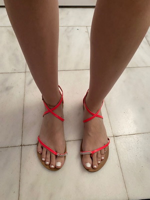 Pink fuchsia flat sandals Migato used, size 38