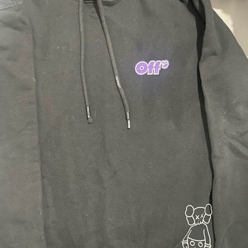 Off White Kaws hoodie new, size Small, purple and black