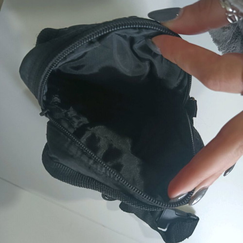 Waist bag used, black fabric with phone and pen holder