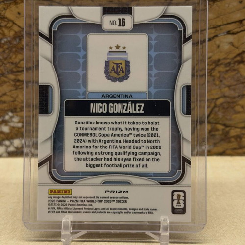 2026 Panini Prizm FIFA World Cup Soccer Nico Gonzalez Silver Wave Prizm card