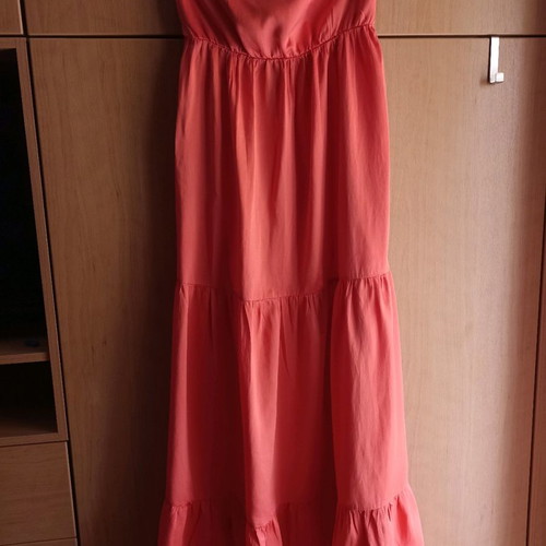 Devotion maxi strapless dress used, orange, size S