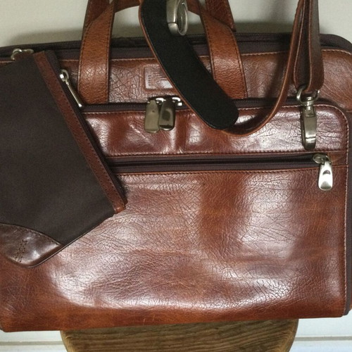 Leather Professional Briefcase M by Mihail like new, brown