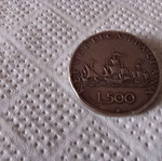 Νόμισμα 500 λιρών Ιταλίας ασημένιο 835, 11,1 γρ., 30 χιλ., συλλεκτικό
