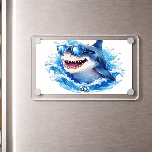 Acrylic Chill Shark Refrigerator Magnet 9x6cm new