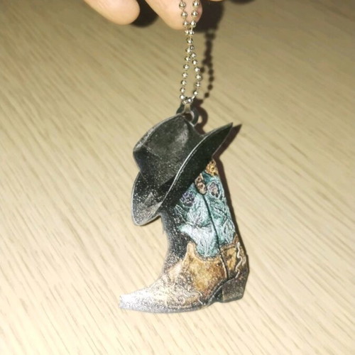 Car decoration with western boots and cowboy hat new
