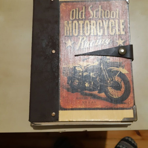 Handmade multi-themed notebook like new with leather binding and metal protectors