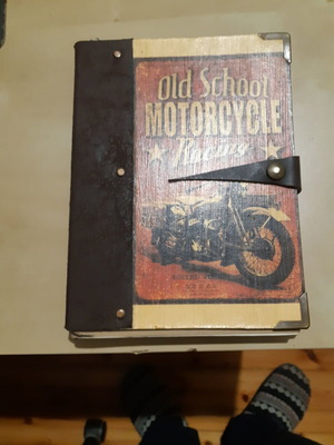 Handmade multi-themed notebook like new with leather binding and metal protectors