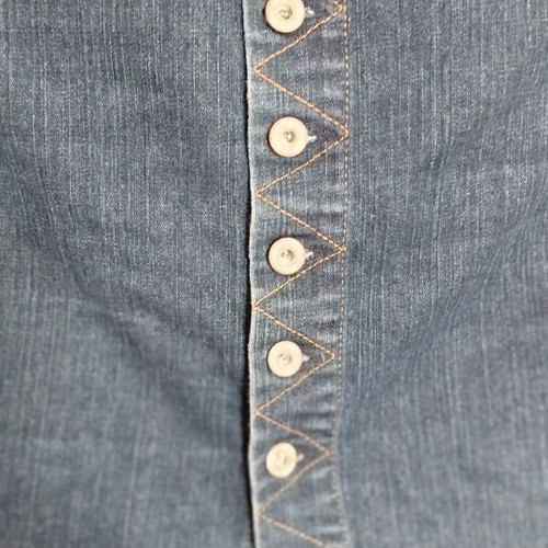 Denim midi skirt size 38 like new, dark blue with brown stitching