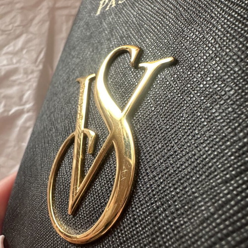 Victoria's Secret passport holder leather used, black and gold