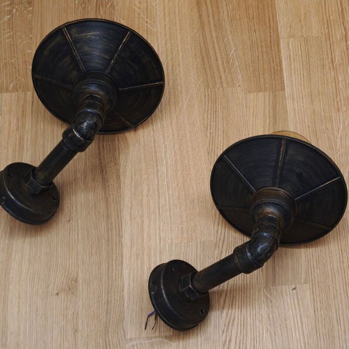 Vintage look wall lights like new with bulbs, plastic
