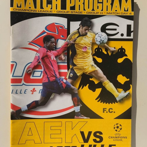 Match program AEK vs Lille 01.11.2006 used