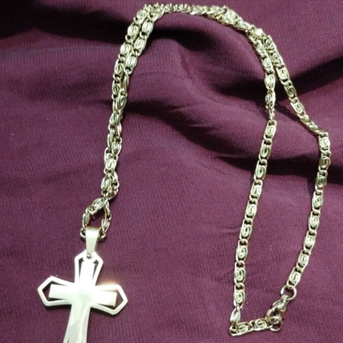 Gold-plated cross with chain new, stainless steel