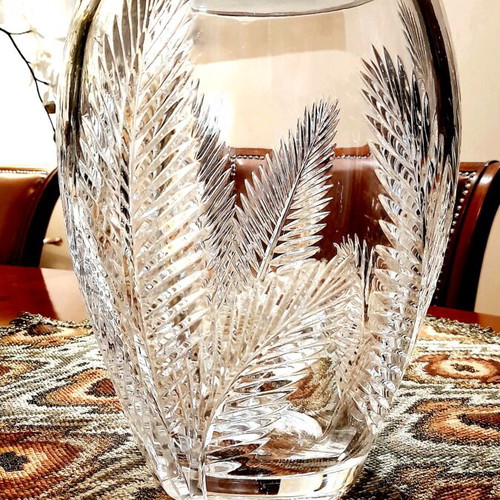 Crystal Vase heavy Bohemia or Rogaska cut lead crystal new
