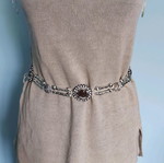 Calvin Klein tunic used with hand-knitted lace and wooden beads