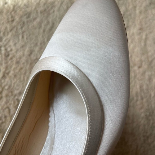 Rainbow Club satin ivory wedding ballerinas used