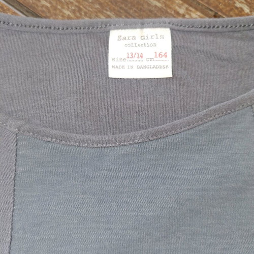 Zara long-sleeve fabric blouse with print like new, black and grey