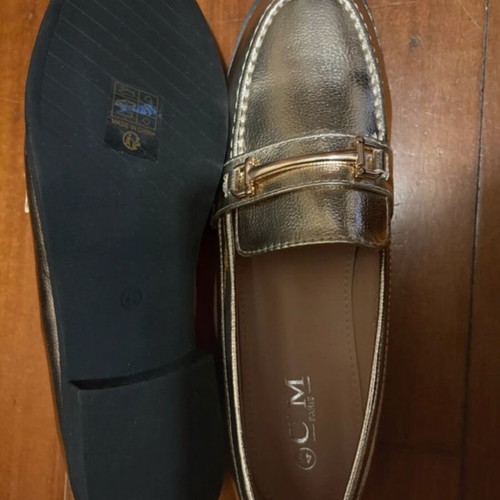 Bozikis Metallic Loafers New, Gold-Bronze, Size 41