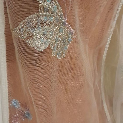 White transparent kaftan with embroidery Power 2 The Flower new