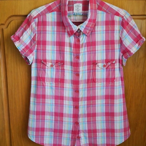 L.O.G.G. (H&M) plaid short-sleeve shirt used, pink