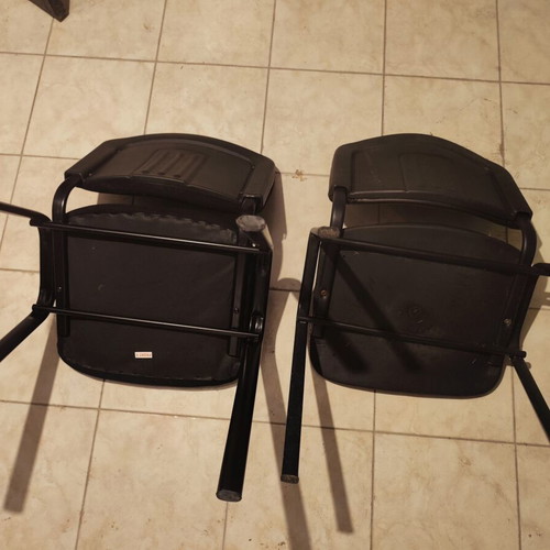 Set of 2 visitor chairs, one leather and one fabric