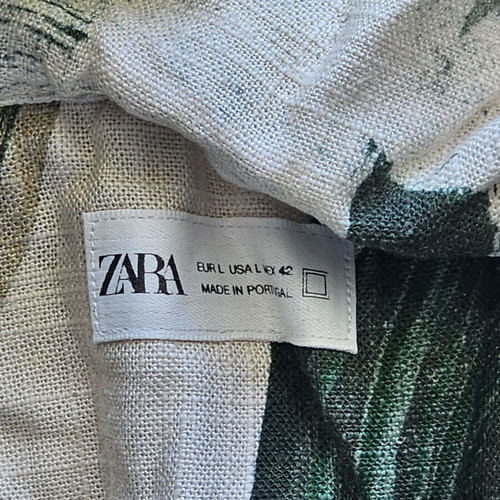 Zara shirt like new, size L, white and green