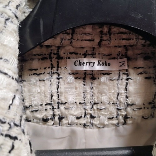 Cherry Koko coat new, black and white checkered with belt