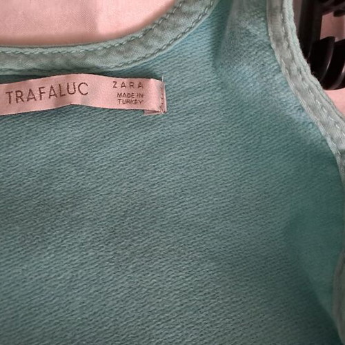 Zara Trafaluc Mint Aqua Blue Sleeveless Drawstring Overall Jumpsuit, Size XS