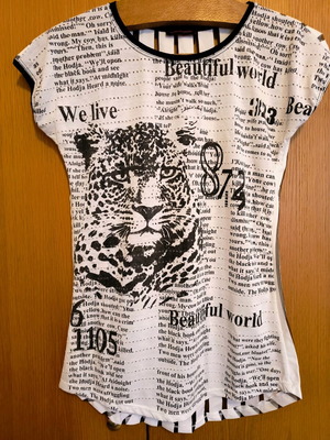 Tiger blouse like new with transparencies, black and white