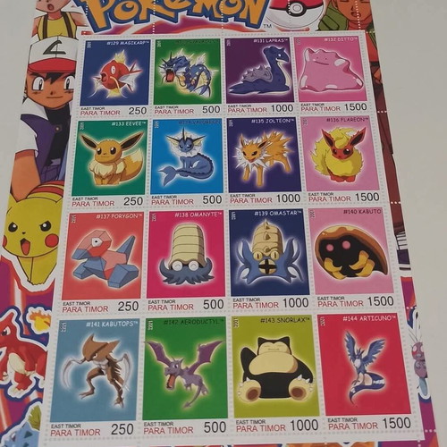 East Timor Pokemon stamps 2001 used, set of 8 sheets